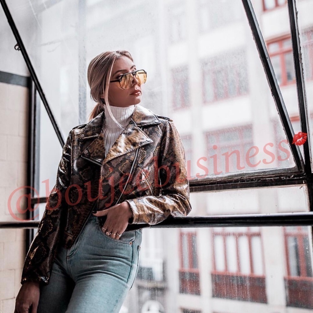ZARA BNWT Snakeskin Printed Biker Jacket